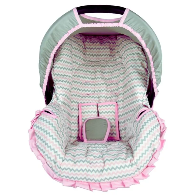 Capa Para Bebe Conforto - Chevron Com Rosa Novo