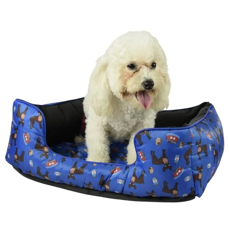 Colchonete Cama Pet - Cachorro Fundo Azul - Tamanho M