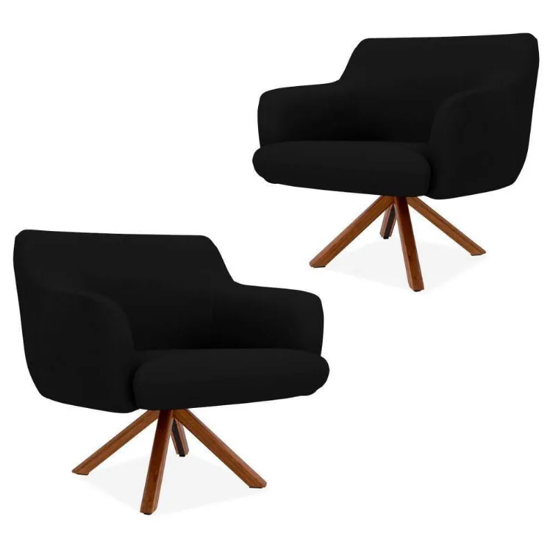 Kit 02 Poltronas Jade D02 Corano Preto C-05