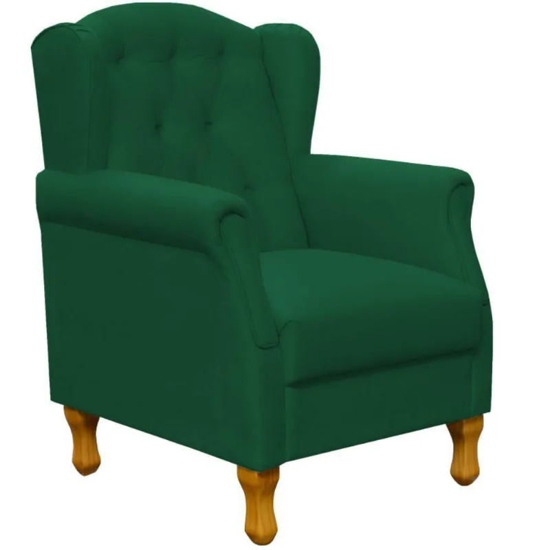 Poltrona Decorativa Para Sala de Estar Yara P02 Suede Verde Musgo - Lyam Decor