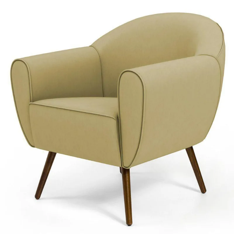 Poltrona Decorativa com Pés Palito Nina D02 Corano Bege Escuro C-19 - Lyam Decor - Lyam Decor
