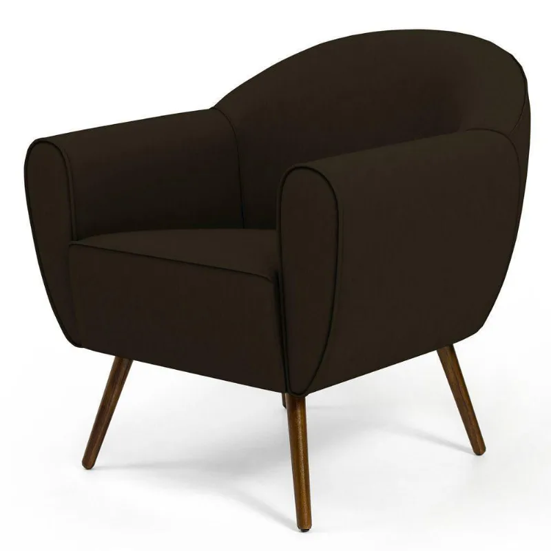 Poltrona Decorativa com Pés Palito Nina D02 Corano Marrom C-34 - Lyam Decor - Lyam Decor