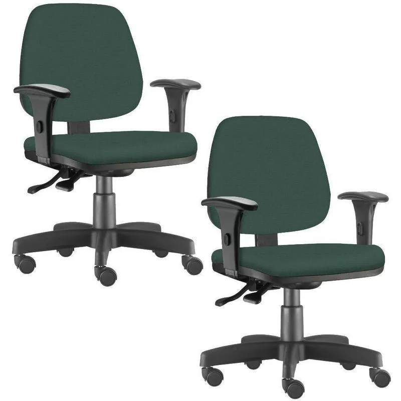 Kit 02 Cadeiras Job L02 Escritório Crepe Verde Musgo