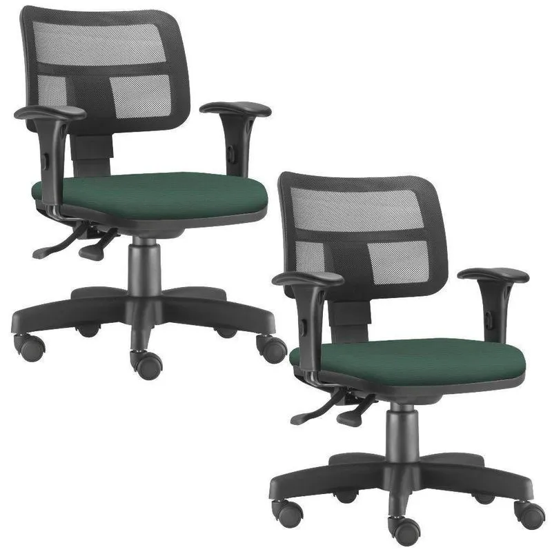 Kit 2 Cadeiras Giratórias Zip Escritório Crepe Verde Musgo