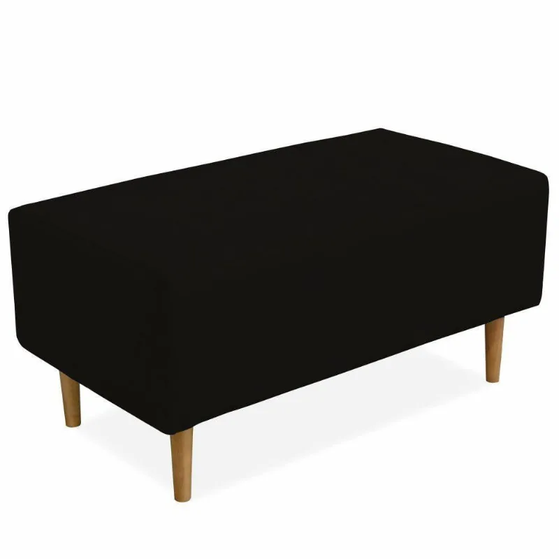 Puff Decorativo Sala de Estar Cléo W01 Pés Palito 90 cm Suede Preto - Lyam Decor