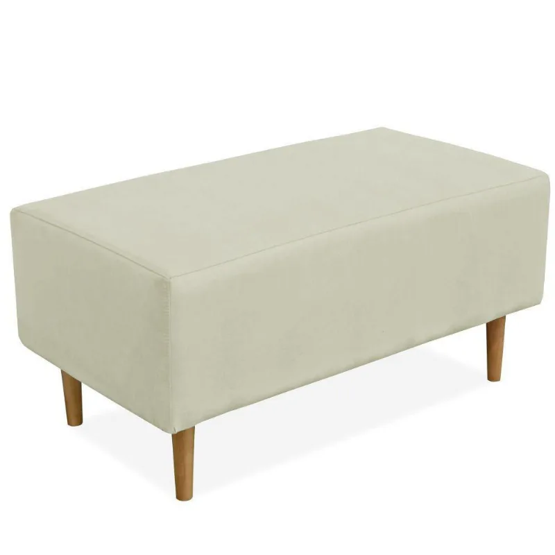 Puff Decorativo Sala de Estar Cléo W01 Pés Palito 90 cm Suede Bege - Lyam Decor