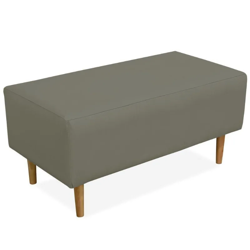 Puff Decorativo Sala de Estar Cléo W01 Pés Palito 90 cm Corino Cinza - Lyam Decor