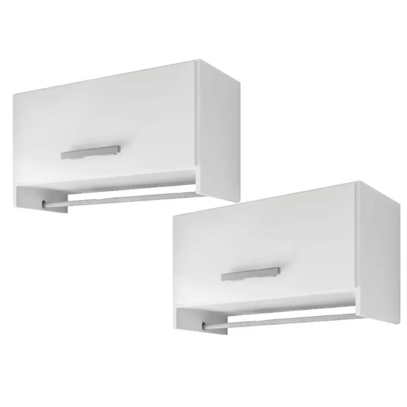 Kit 02 Armários Multiuso Aéreo Cabideiro Grécia L03 Branco - Lyam Decor