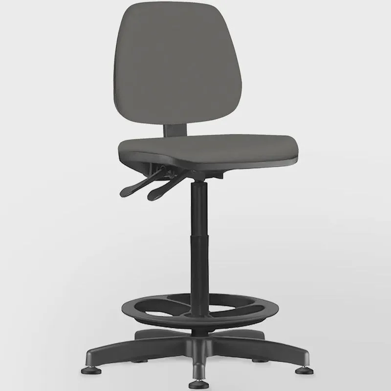 Cadeira Caixa Alta Giratória Job L02 Couro Sintético Cinza - Lyam Decor