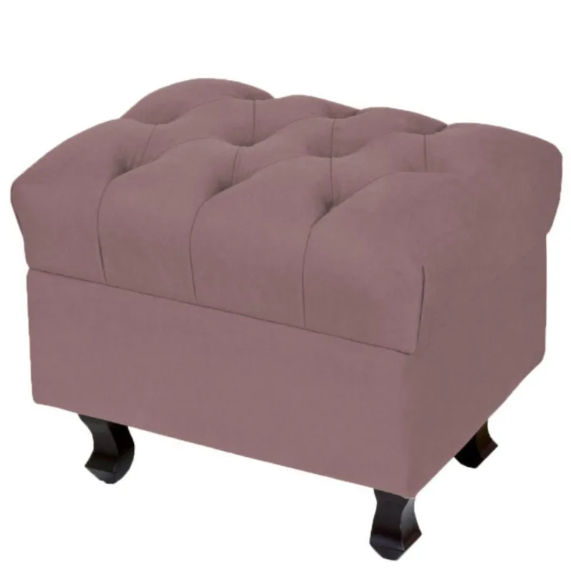 Puff Decorativo París Luis Xv L02 Capitone Suede Rosê - Lyam Decor