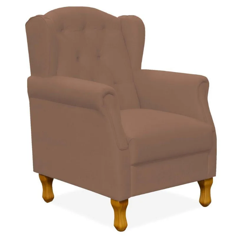 Poltrona Decorativa Para Sala de Estar Yara P02 Corino Camel - Lyam Decor