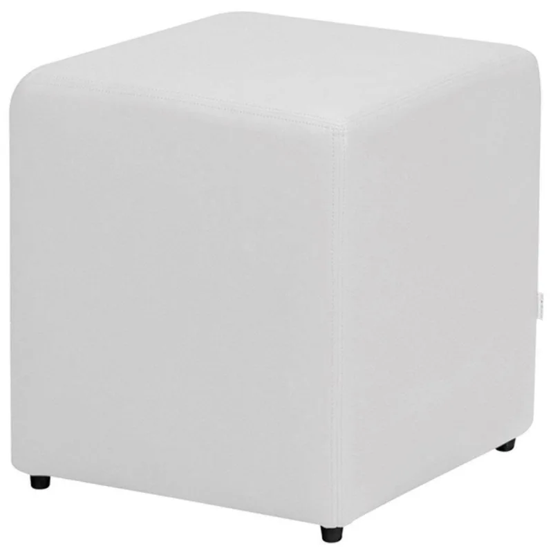 Puff Quadrado Decorativo L02 Corino Branco - Lyam Decor