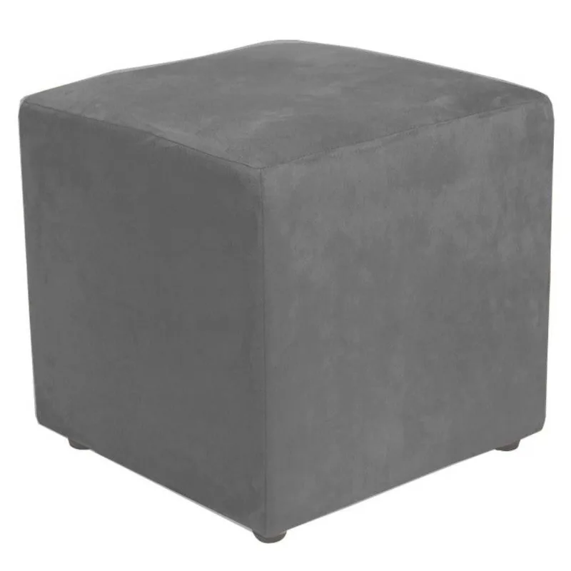 Puff Quadrado Decorativo L02 Suede Cinza - Lyam Decor