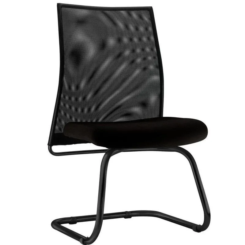Cadeira De Escritório Ergonômica Liss Couro Sintético Preto