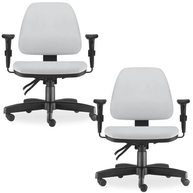 Kit 02 Cadeiras Escritório Sky L02 Couro Sintético Branco