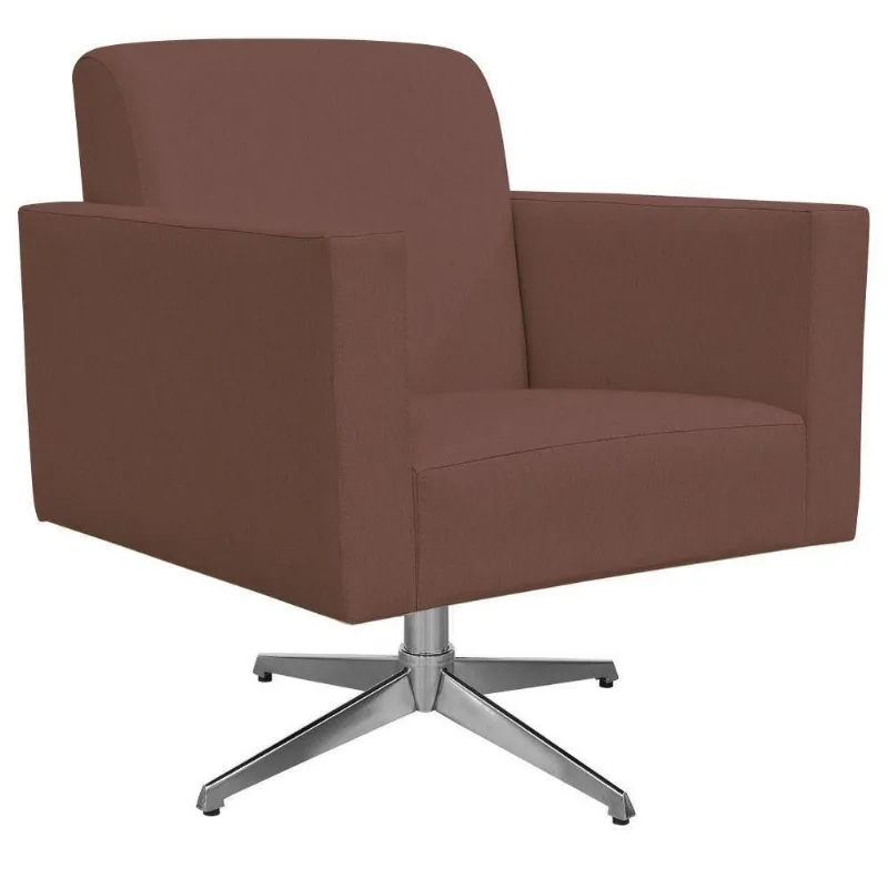 Poltrona Decorativa com Base Giratória Para Sala de Estar Helô L02 Suede Rosê - Lyam Decor