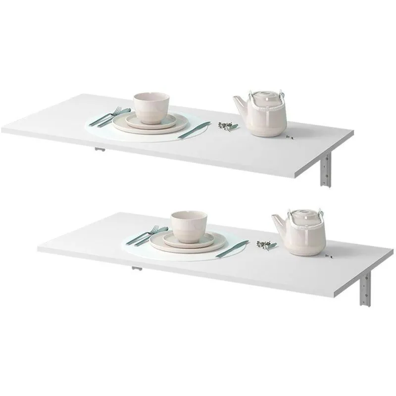 Kit 2 Mesas Dobráveis De Parede Cozinha 68X45 Branco Fosco