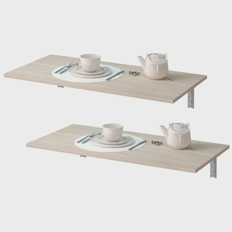 Kit 02 Mesas Dobráveis de Parede Cozinha Slim L03 Suspensa 120x45 bp Amadeirado Fosco - Lyam Decor