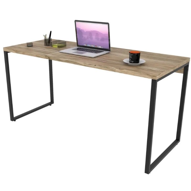 Mesa Para Escritório Home Office Estilo Industrial Form C01 150 cm Carvalho - Lyam Decor