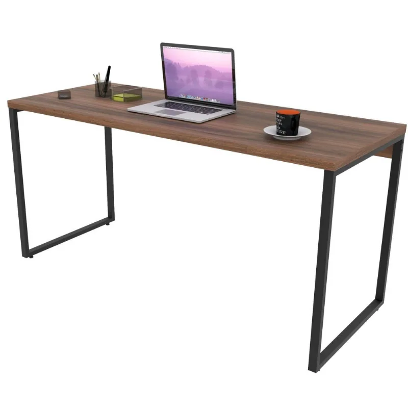 Mesa Para Escritório Home Office Estilo Industrial Form C01 150 cm Nogal - Lyam Decor