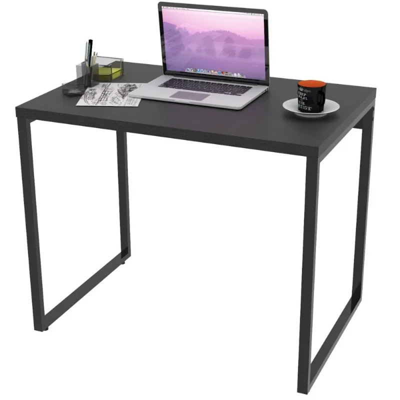 Mesa Para Escritório Home Office Estilo Industrial Form C01 90 cm Preto Onix - Lyam Decor - Lyam Decor