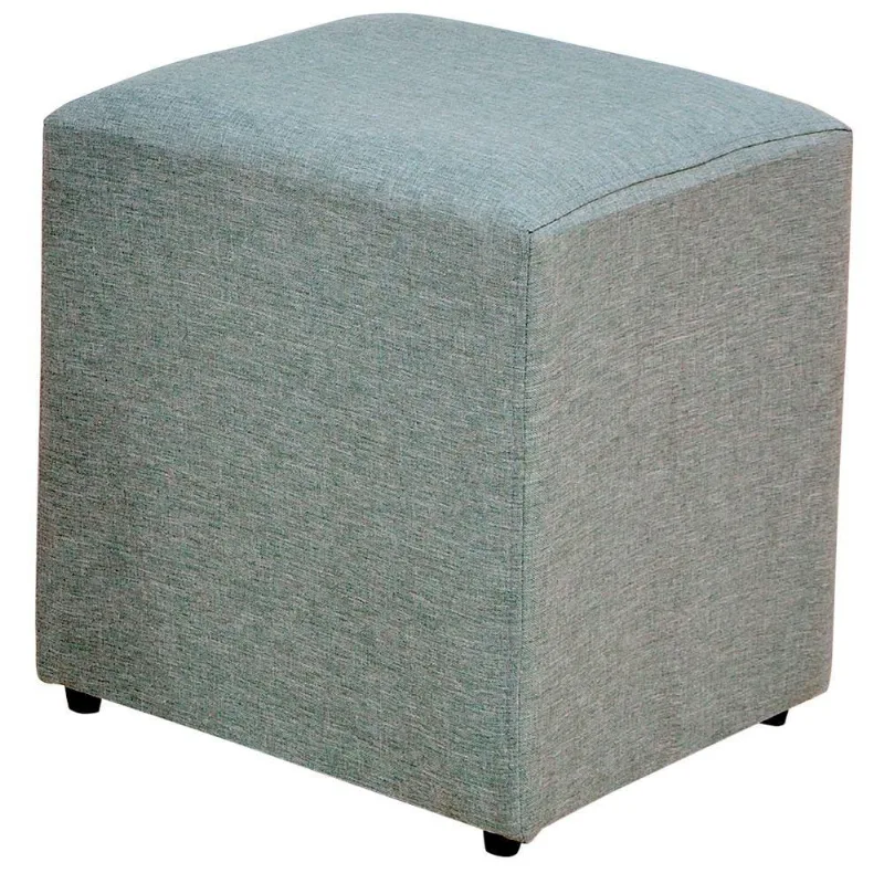 Puff Quadrado Decorativo L02 Sala de Estar Linho Cinza Escuro - Lyam Decor