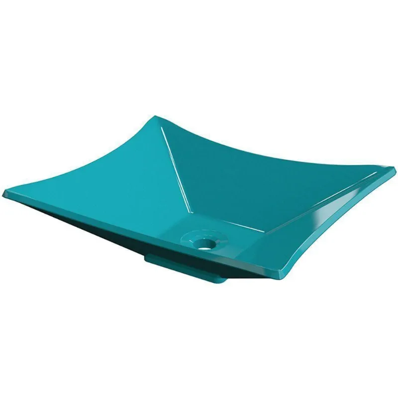 Cuba De Apoio Retangular C01 Banheiro Lux L38 Azul Turquesa