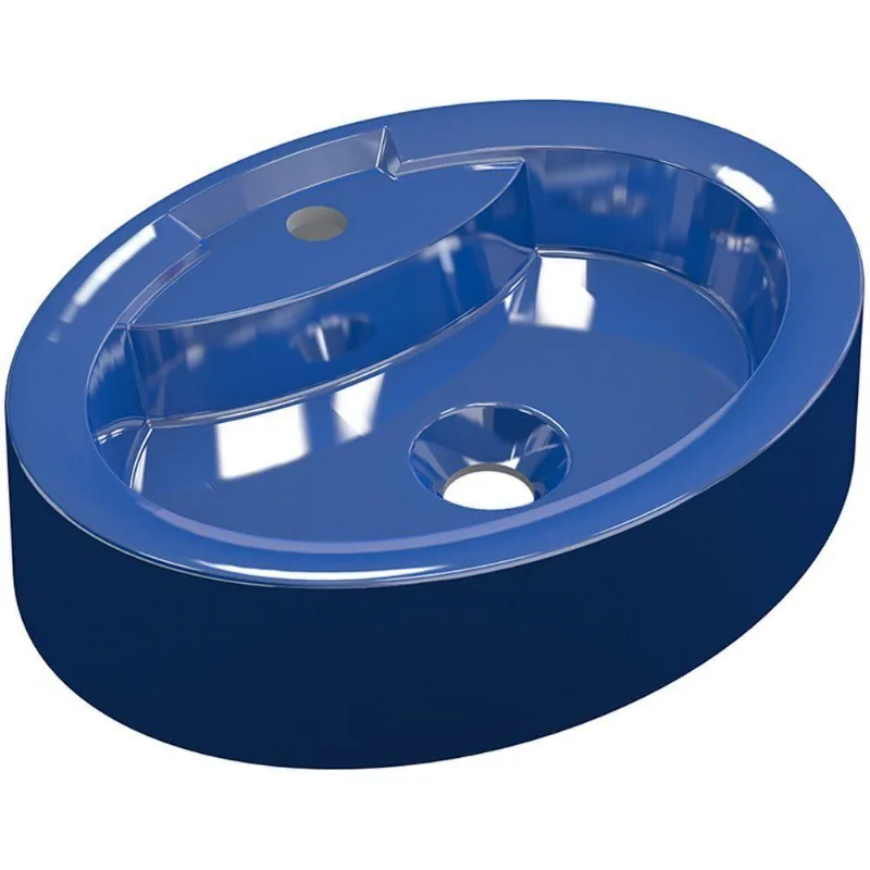 Cuba De Apoio Oval C01 Para Banheiro Onix O43 Azul Escuro