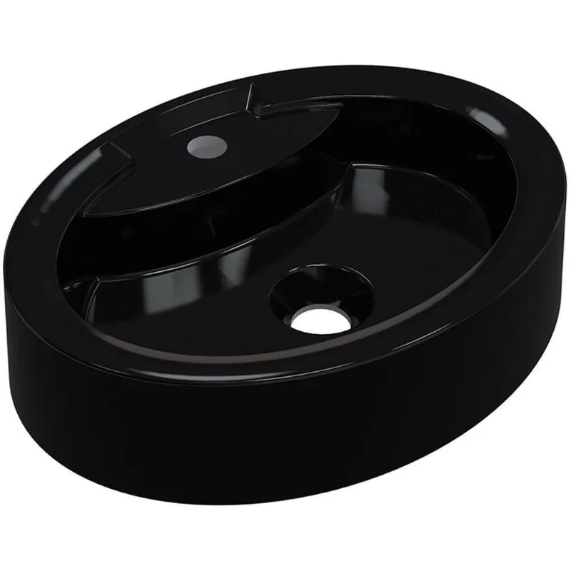Cuba De Apoio Oval C01 Para Banheiro Onix O43 Preto Brilho