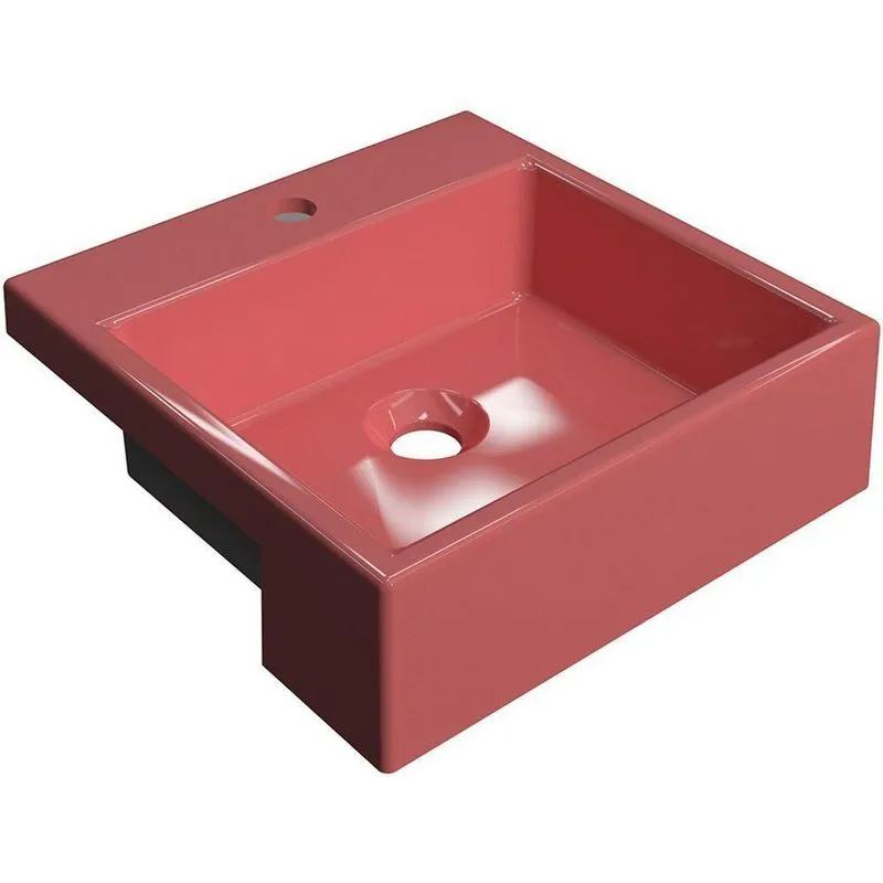 Cuba De Semi Encaixe Quadrada C01 Para Banheiro Xq355 Rosa