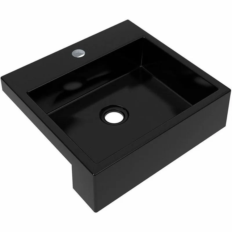 Cuba De Semi Encaixe Quadrada C01 Banheiro Xq395 Preto