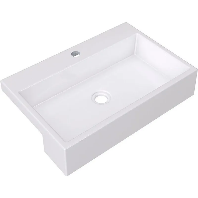 Cuba De Semi Encaixe Retangular Para Banheiro Xrt55 Branco