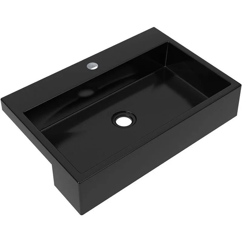 Cuba De Semi Encaixe Retangular C01 Banheiro Xrt55 Preto