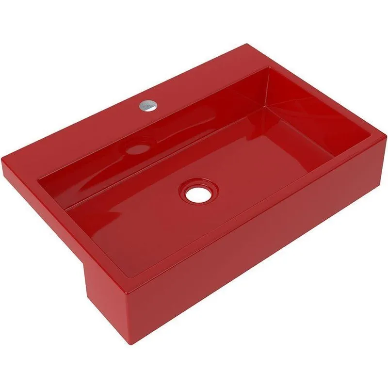 Cuba De Semi Encaixe Retangular C01 Banheiro Xrt55 Vermelho