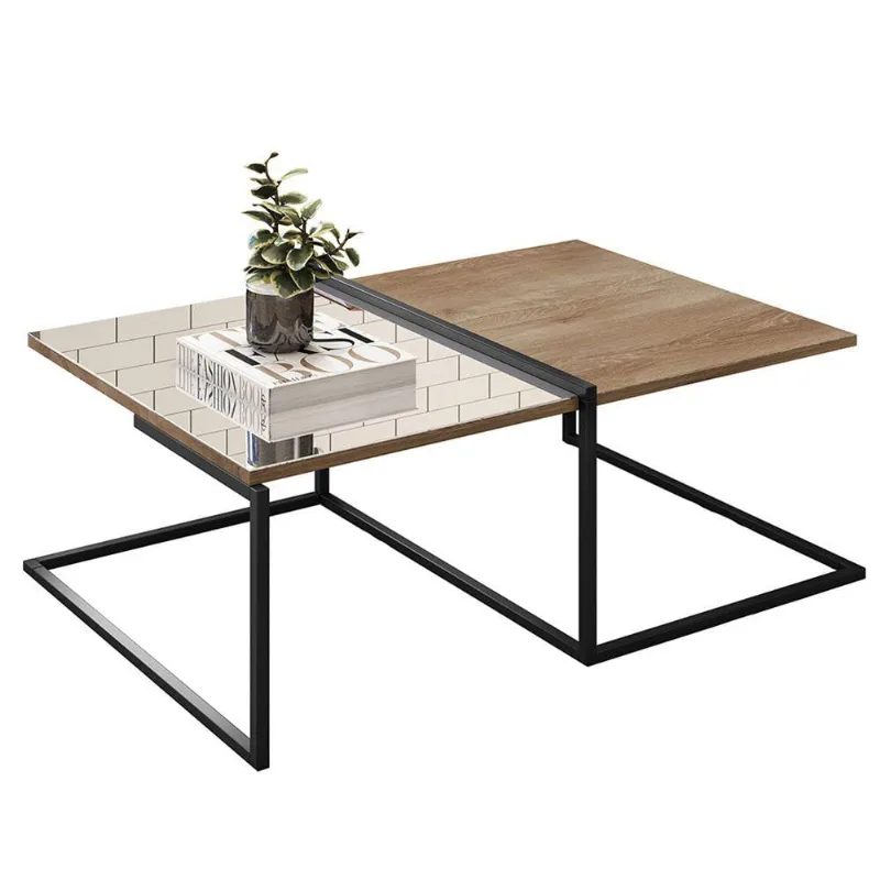 Mesa de Centro Decorativa Espelhada Industrial D01 Design Demolição - Lyam Decor - Lyam Decor