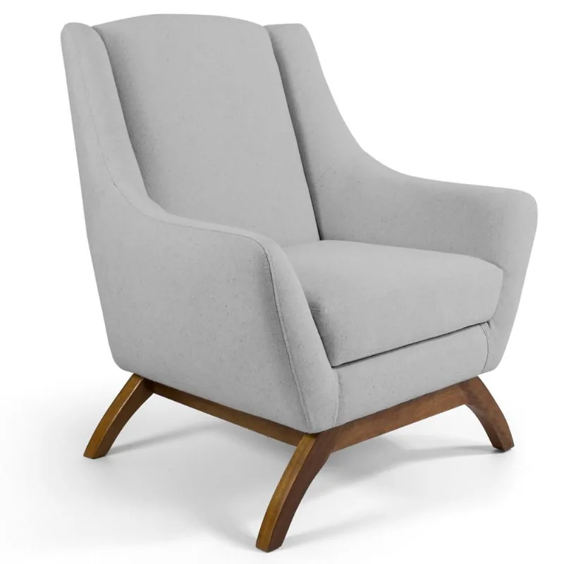 Poltrona Decorativa Fixa Base de Madeira Juliet D02 Linho Cru D-316 - Lyam Decor - Lyam Decor