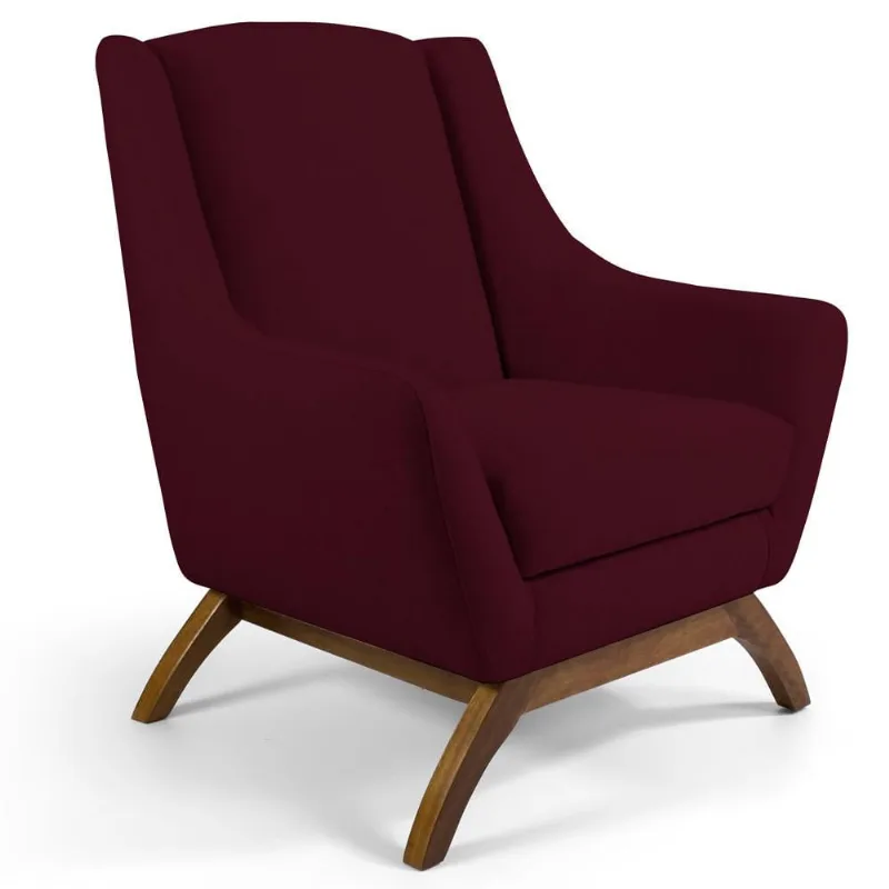 Poltrona Decorativa Fixa Base de Madeira Juliet D02 Veludo Marsala C-278 - Lyam Decor - Lyam Decor