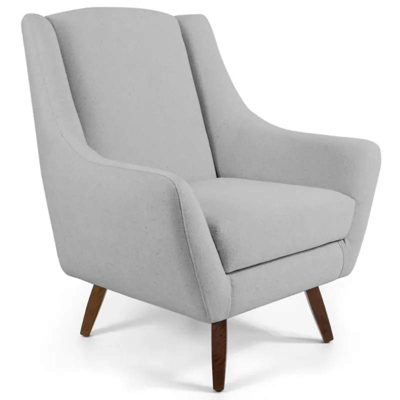 Poltrona Decorativa Fixa Pés de Madeira Juliet D02 Linho Cru D-316 - Lyam Decor - Lyam Decor