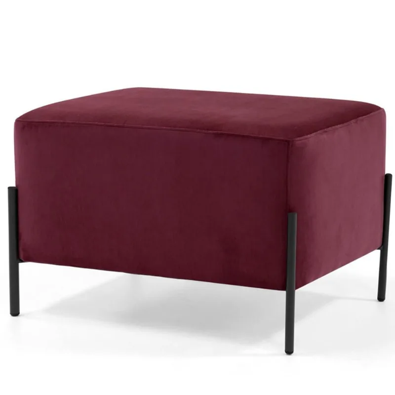 Puff Quadrado Decorativo Status 60x45 D02 Pés de Aço Veludo Marsala C-278 - Lyam Decor