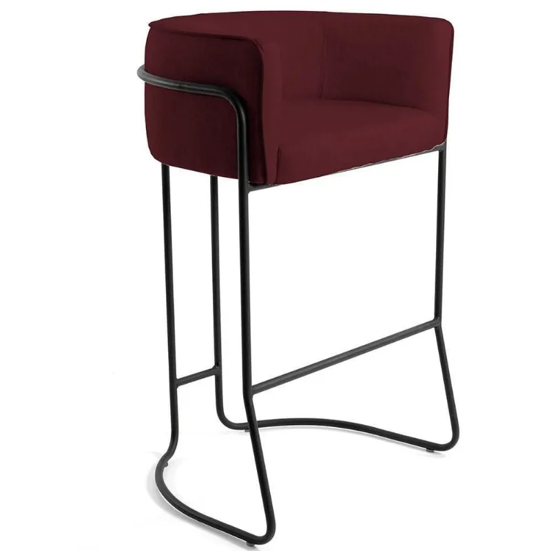 Banqueta Preto Betina D02 Veludo Marsala C-278 - Lyam Decor