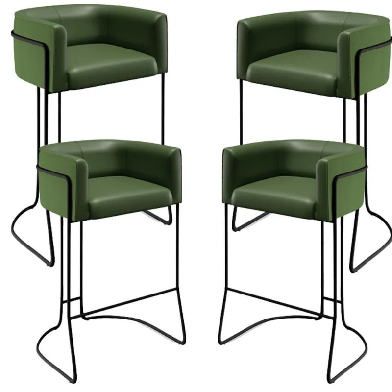 Kit 04 Banquetas Fixa Preto Corano Verde B-89 - Lyam Decor