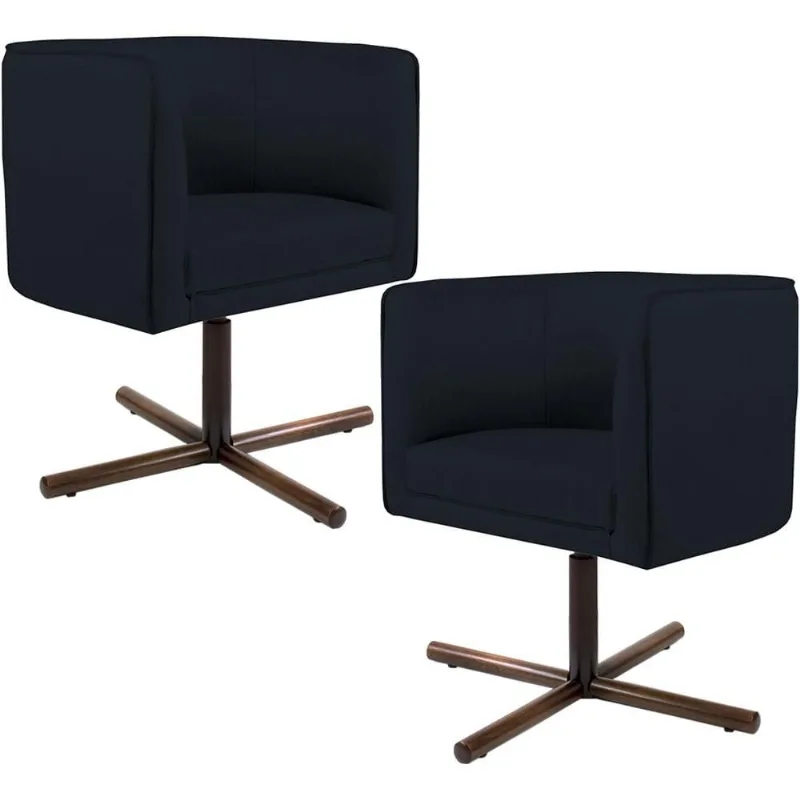 Kit 02 Poltronas Decorativas Giratória Base X Betina D02 Corano Preto C-05 - Lyam Decor - Lyam Decor