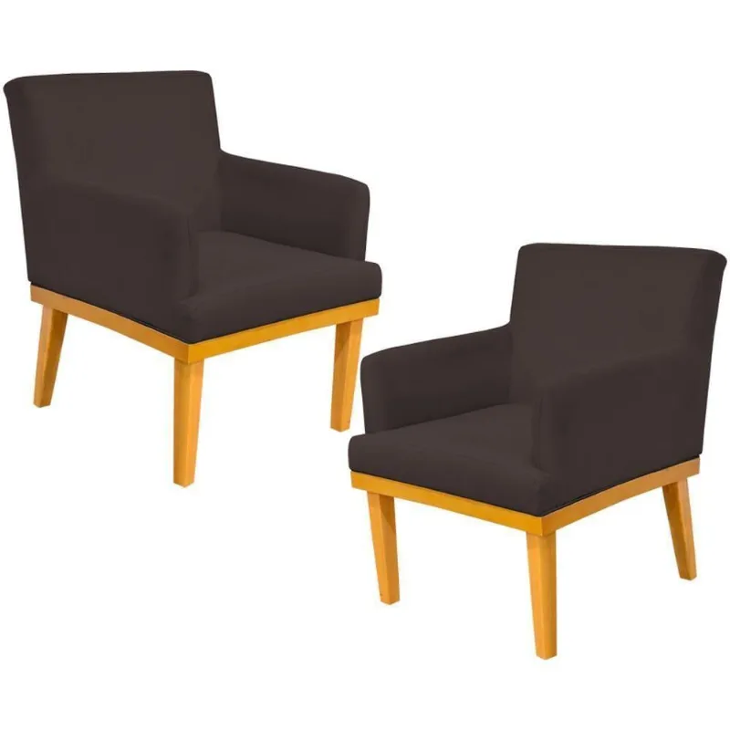 Kit 02 Poltronas Base Mel Beatriz W01 Corano Marrom