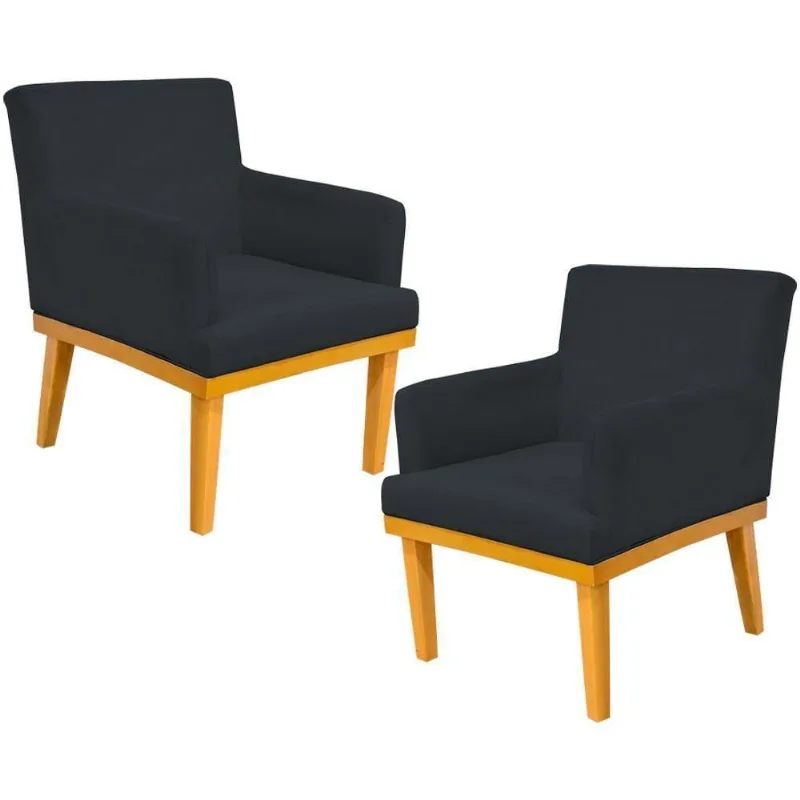 Kit 02 Poltronas Base Mel Beatriz W01 Corano Preto