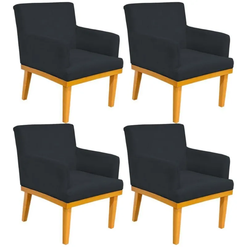 Kit 04 Poltronas Beatriz W01 Corano Preto