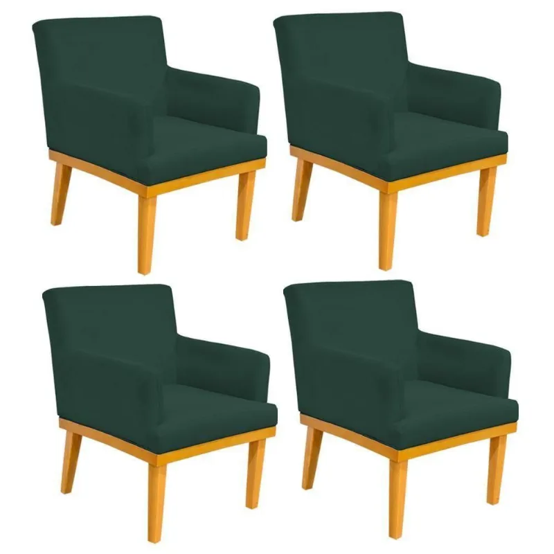 Kit 04 Poltronas Beatriz W01 Suede Verde Musgo