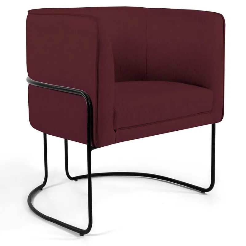 Poltrona Decorativa Fixa Base de Aço Preto Betina D02 Veludo Marsala C-278 - Lyam Decor - Lyam Decor