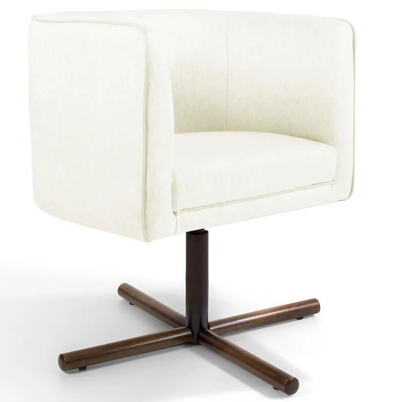 Poltrona Decorativa Giratória Base X Betina D02 Corano Bege C-26 - Lyam Decor - Lyam Decor