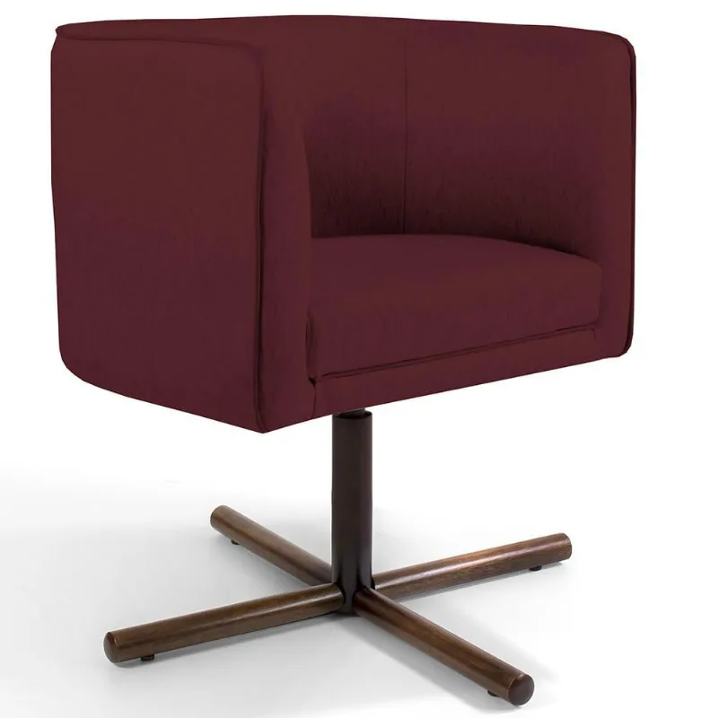 Poltrona Decorativa Giratória Base X Betina D02 Veludo Marsala C-278 - Lyam Decor - Lyam Decor