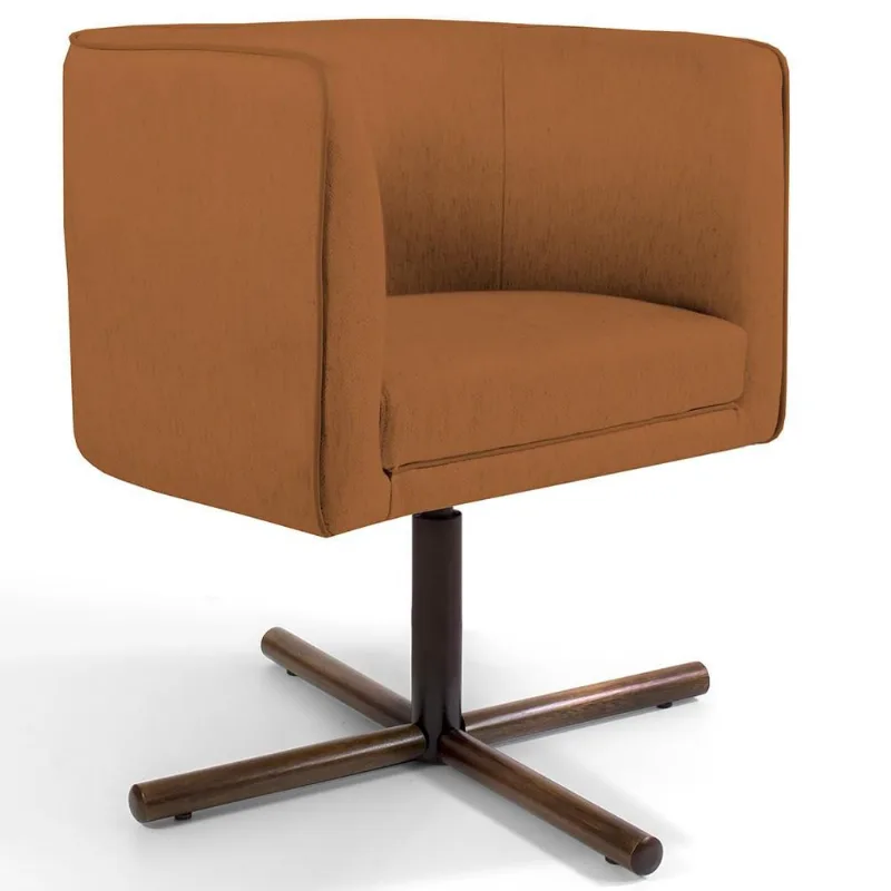 Poltrona Decorativa Giratória Base X Betina D02 Veludo Telha C-262 - Lyam Decor - Lyam Decor